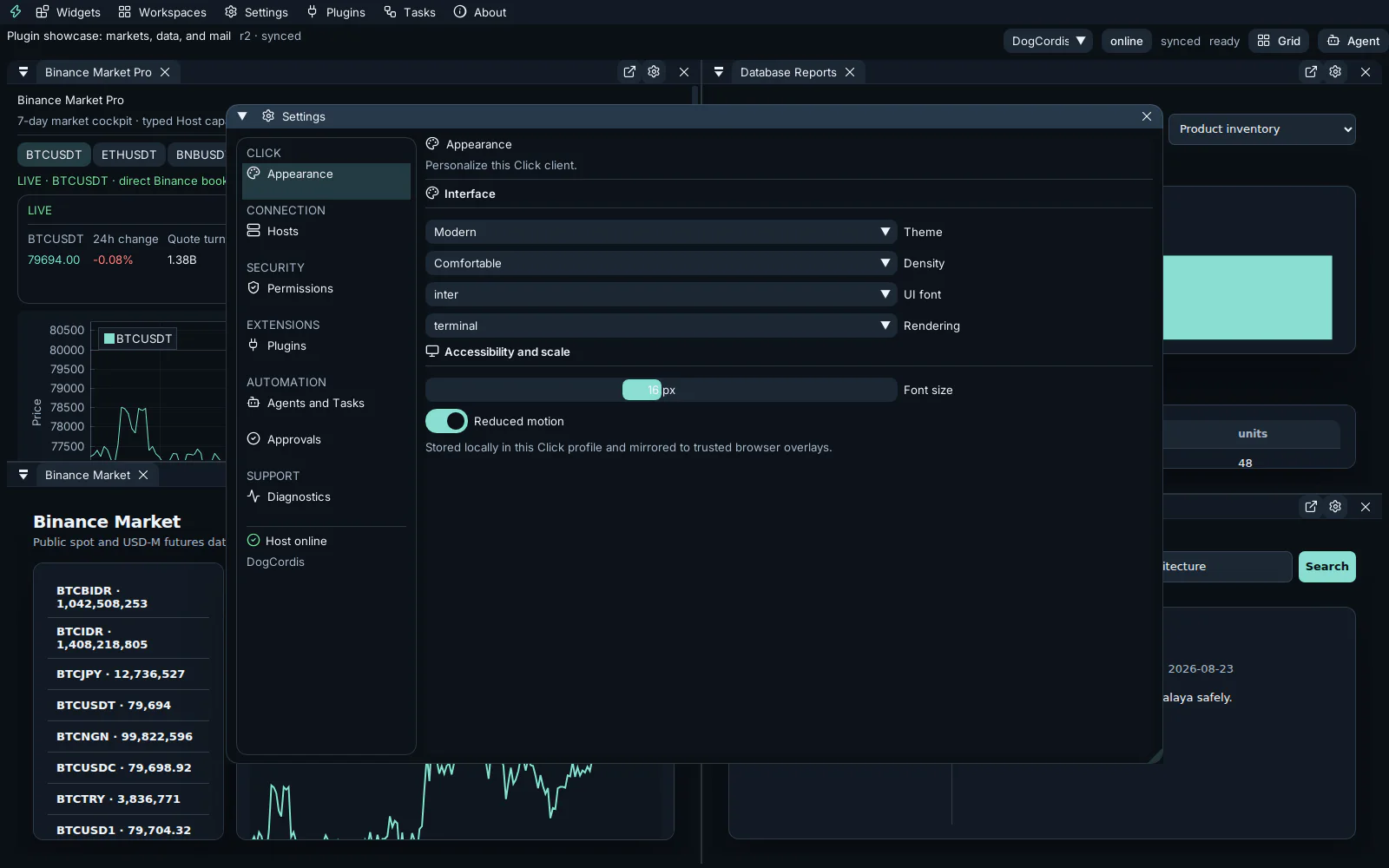 Host plugin inventory and runtime management inside Click