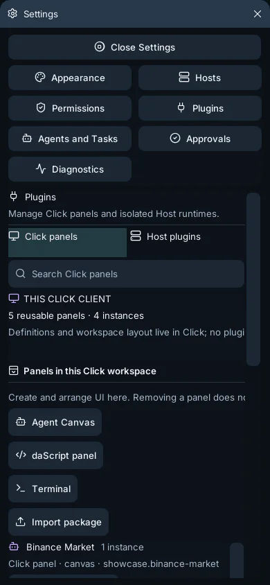 Full-screen Click Settings on a phone